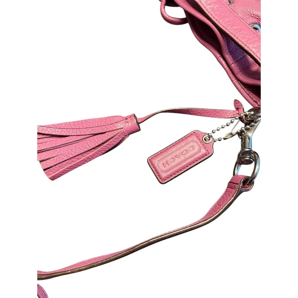 Coach Avery Rose Pink Pebbled Leather Drawstring Bucket Bag Crossbody F27003 - Picture 4 of 10
